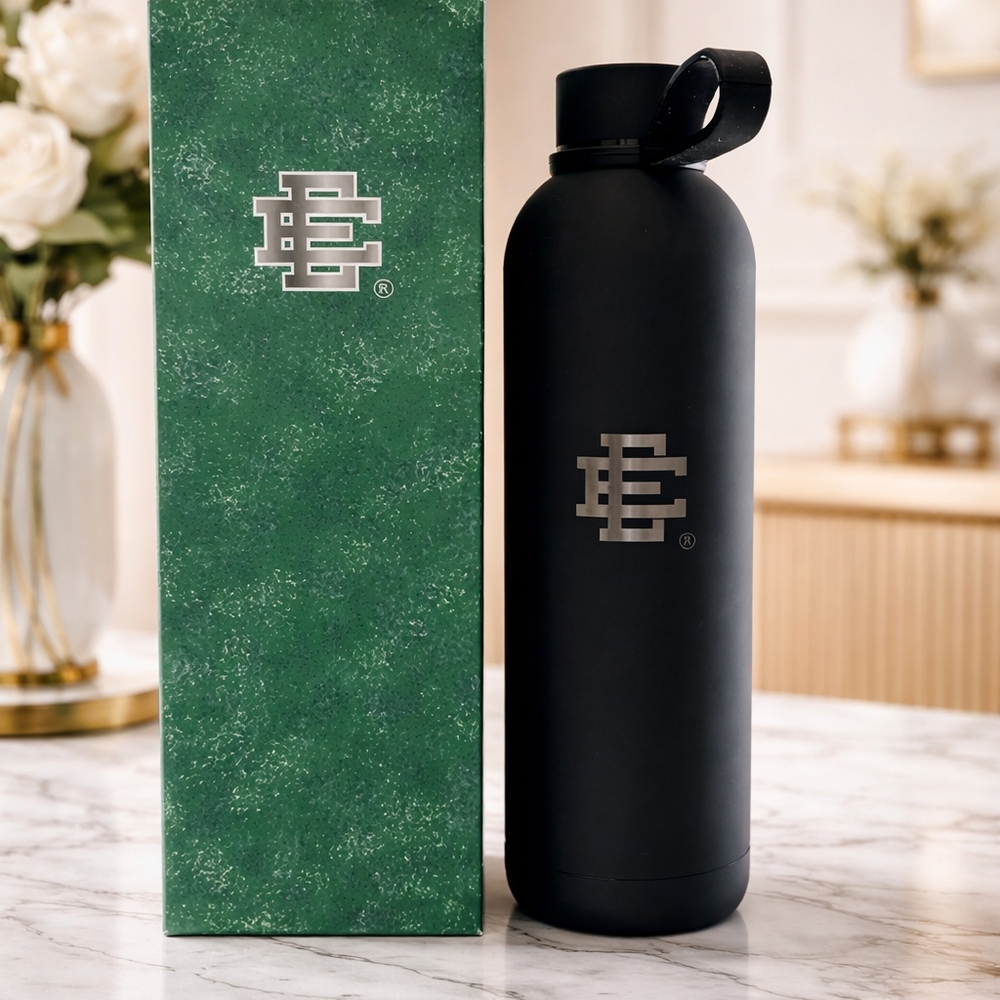 💚🖤Title:Eric Emanuel Stainless Steel Water Bottle – Matte Black – New in Box